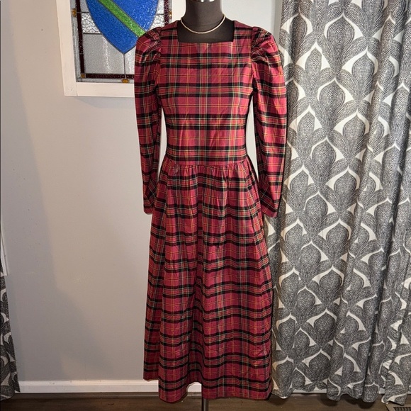 Justine Tabak Red Plaid Victoria Dress SZ XS - Picture 2 of 9